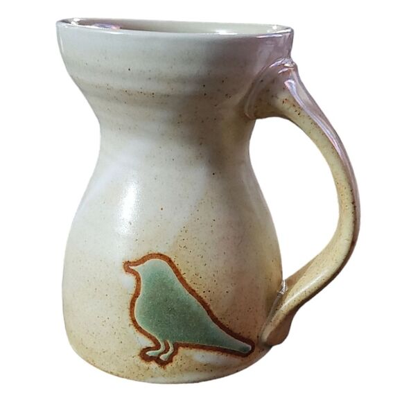 Beautiful Art Pottery Mug w Bird Coffee Tea - Picture 2 of 3